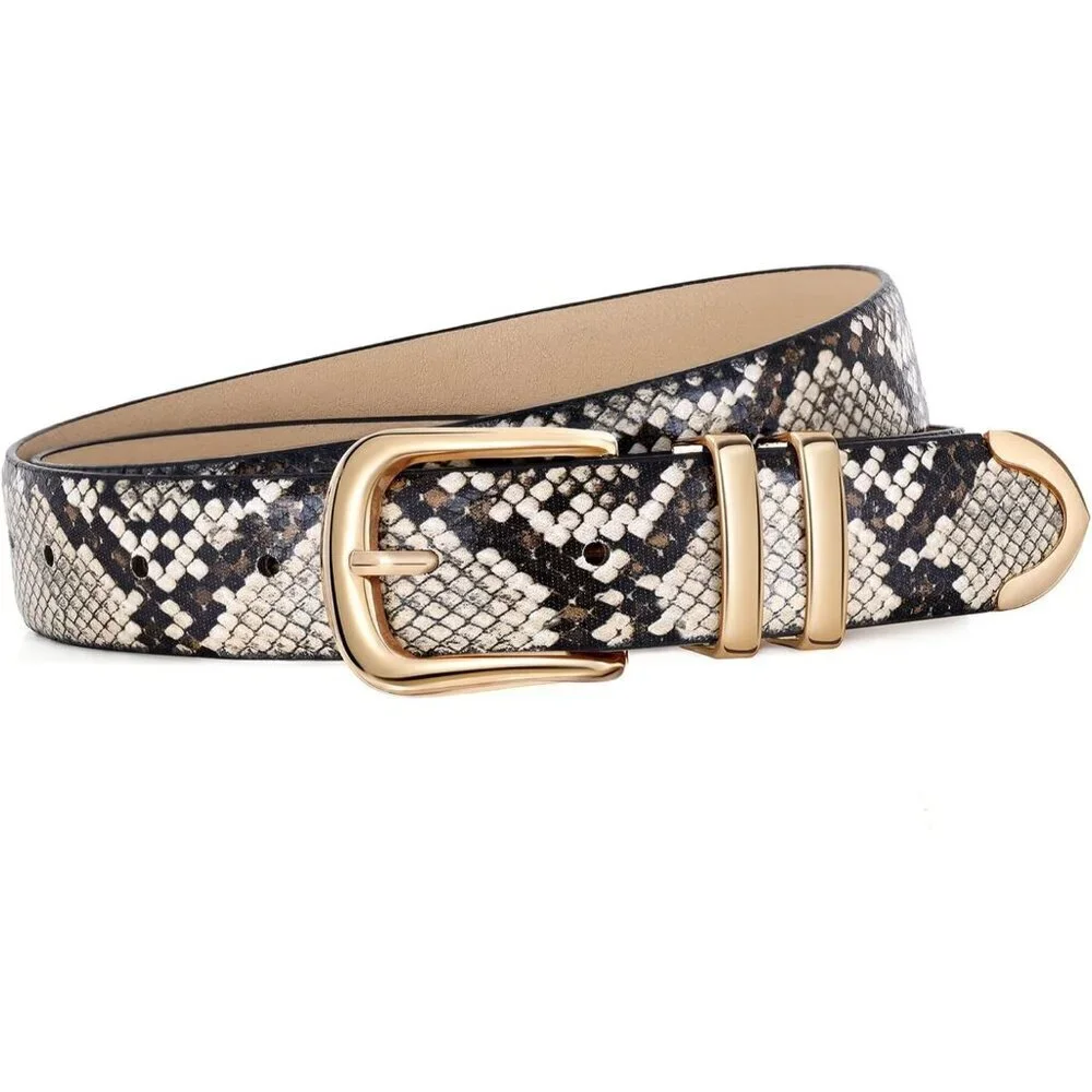 Women's Unique Gold Buckle Ladies Fashion Soft Faux Leather Waist Belt